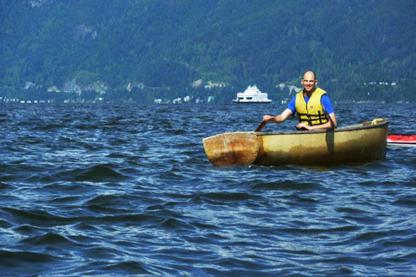 Me rowing Jaro in Deep Bay, Bowen Island